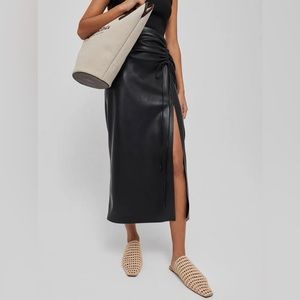 Nanushka leather midi skirt